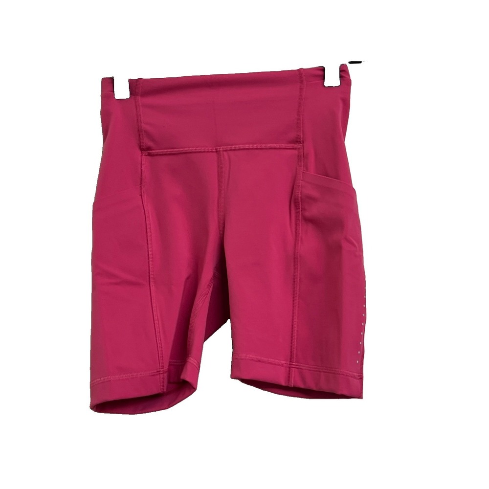 Lululemon Pink High Rise Biking Activewear Shorts Women Size 2 Pockets